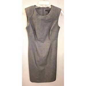 Banana Republic Grey Trapunto Trimmed Shoulder Tailored Midi Dress Sz 2 EUC